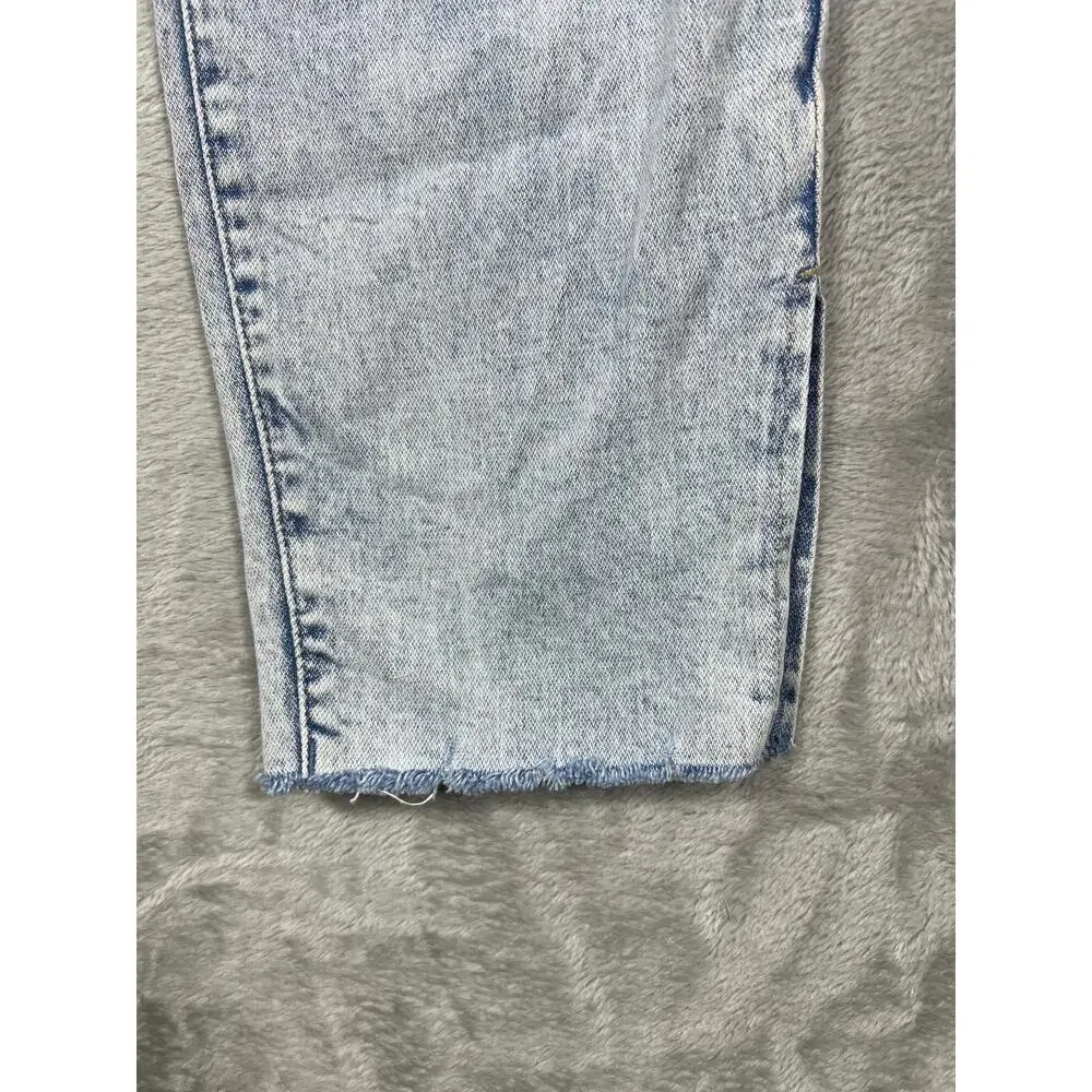 Old Navy Jeans OG Straight High Rise Raw Hem Slit Acid Wash 10